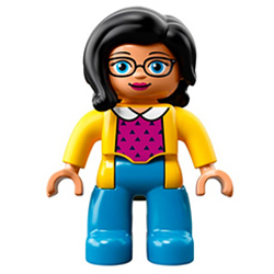 Тётя в очках и желтой кофте – фигурка Лего дупло