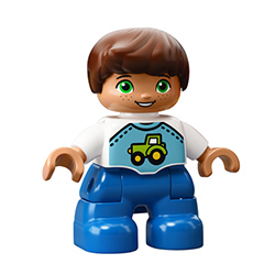 Мальчик в футболке с машинкой – фигурка Лего дупло