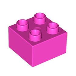 Кубик 2х2 Лего дупло: тёмно-розовый цвет