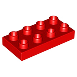 Пластина 2х4 Лего дупло: красный цвет