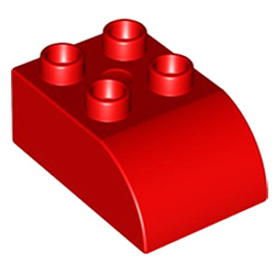 Кубик 2х3 (скруглённый верхний край) Лего дупло: красный цвет