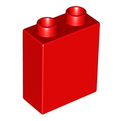 Кубик 2х1 (высокий) Лего дупло: красный цвет