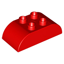 Кубик 2х4 со скруглёнными верхними углами Лего дупло: красный