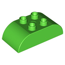 Кубик 2х4 со скруглёнными верхними углами Лего дупло: светло-зелёный