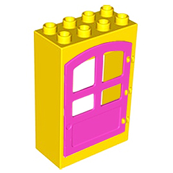 Жёлтый блок с округлой розовой дверью – детали Лего дупло