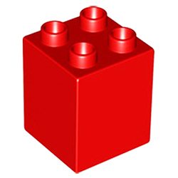 Кубик 2х2 (высокий) Лего дупло: красный