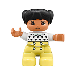 Загорелая девочка с тёмными хвостиками – фигурка Лего дупло
