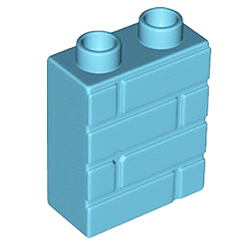 Кубик 2х1 высокий «Кирпичная кладка» Лего дупло: лазурный