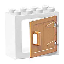 Белый блок со светлой дверью – деталь конструктора Лего дупло