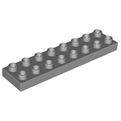 Пластина 2х8 Лего дупло: серый цвет