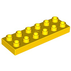 Пластина 2х6 Лего дупло: цвет жёлтый