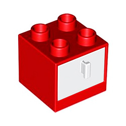 Тумба красная с белым ящиком – детали конструктора Лего дупло
