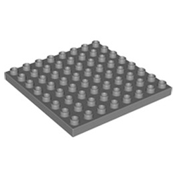 Тёмно-серая строительная пластина 8х8 — деталь Лего дупло Б/У