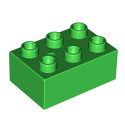Кубик 2х3 (толстый) Лего дупло: светло-зелёный цвет