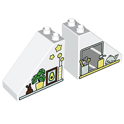 Пара треугольных блоков 2х4 скат 45° «ванная и гостиная» Лего дупло