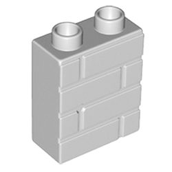 Кубик 2х1 высокий «Кирпичная кладка» Лего дупло: светло-серый