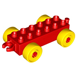 Колёсная база Лего дупло: красная с жёлтыми колёсами Б/У