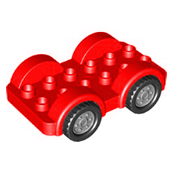 База машинки-трансформера красная с серыми колёсами Лего дупло Б/У