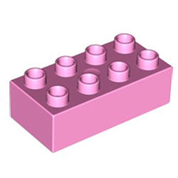 Кубик 2х4 (толстый) Лего дупло: светло-розовый цвет