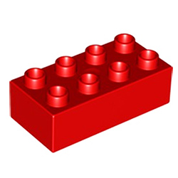 Кубик 2х4 (толстый) Лего дупло: красный цвет