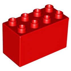 Кубик 2х4 (высокий толстый) Лего дупло: красный цвет Б/У