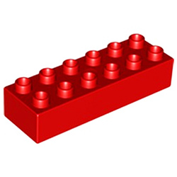 Кубик 2х6 (толстый) Лего дупло: красный цвет