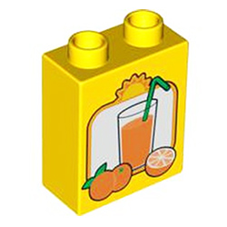 Кубик 2х1 высокий «Апельсиновый сок» Лего дупло Б/У