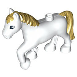 Белая лошадь с золотой гривой – фигурка Лего дупло Б/У