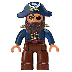 Пират Джонни в шляпе с бородой – минифигурка, совместимая с Лего дупло