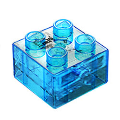 Синий светящийся кубик 2х2 — сместимый с конструктором Лего дупло