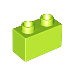 Блок 1х2 цвета лайма - деталь, совместимая с Лего дупло