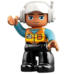 Строитель в белой каске (шлеме) – фигурка Лего дупло