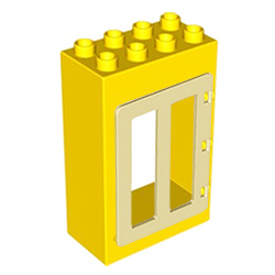 Жёлтый блок с дверью нового образца – детали Лего дупло