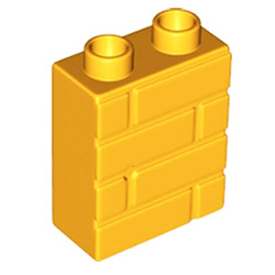 Кубик 2х1 высокий «Кирпичная кладка» Лего дупло: светло-оранжевый цвет