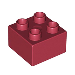 Кубик 2х2 Лего дупло: тёмно-красный цвет
