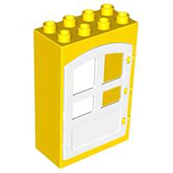 Жёлтый блок с округлой белой дверью Лего дупло
