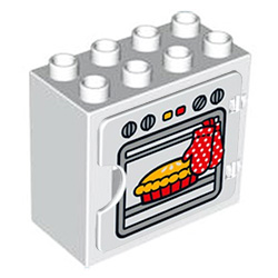 Белый блок с дверцей «Духовка» – детали конструктора Лего дупло