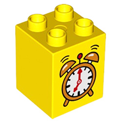 Кубик 2х2 (высокий) «Будильник» Лего дупло