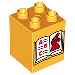 Кубик 2х2 (высокий) «Книжка с кроликом» Лего дупло