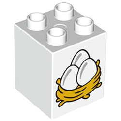 Кубик 2х2 (высокий) «Яйца в гнезде» Лего дупло