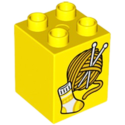 Кубик 2х2 (высокий) «Клубок и носок» Лего дупло