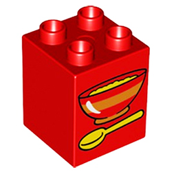 Кубик 2х2 (высокий) «Тарелка каши» Лего дупло