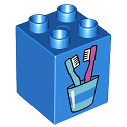 Кубик 2х2 (высокий) «Зубные щётки» Лего дупло