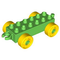 Колёсная база Лего дупло: зелёная с жёлтыми колёсами Б/У