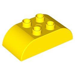 Кубик 2х4 со скруглёнными верхними углами Лего дупло: жёлтый