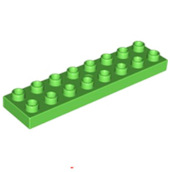 Пластина 2х8 Лего дупло: светло-зелёный цвет
