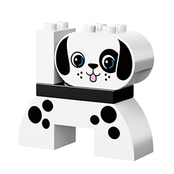 Собака – сборная фигурка из кубиков Лего дупло