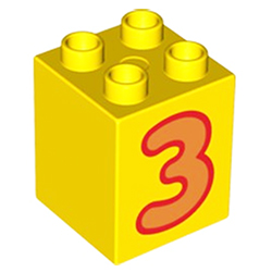 Кубик 2х2 (высокий) Лего дупло: тройка