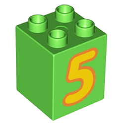 Кубик 2х2 (высокий) Лего дупло: пятёрка