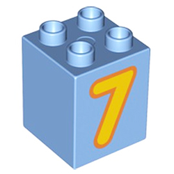 Кубик 2х2 (высокий) Лего дупло: семёрка